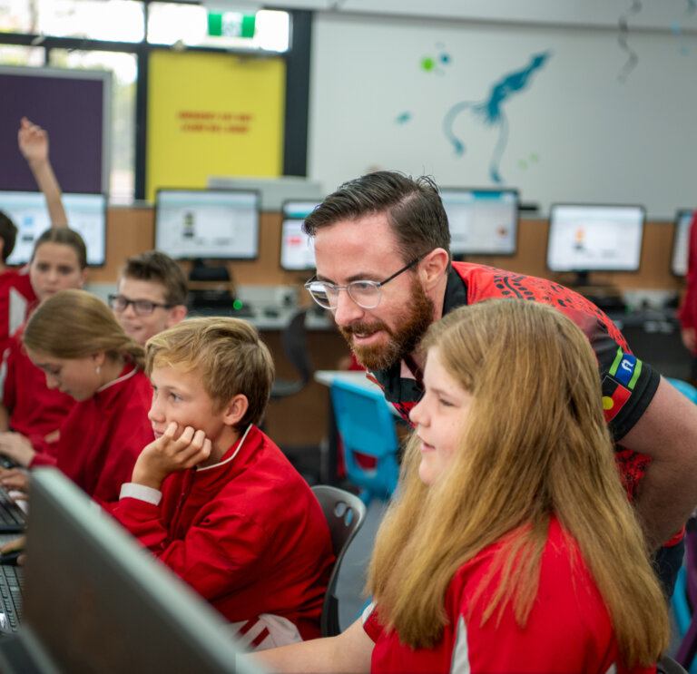 Students during computer class